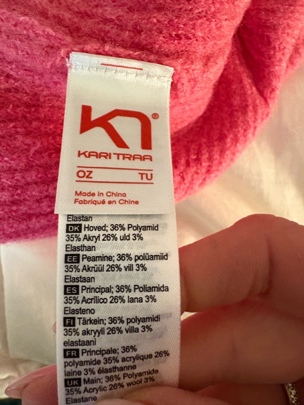 Kari Traa Rothe Pink Knit Beanie with Light Trim - Picture 3 of 5
